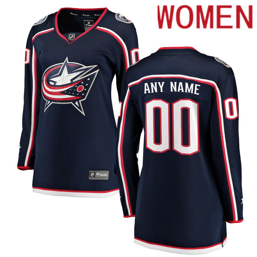 Women Columbus Blue Jackets Fanatics Branded Navy Home Breakaway Custom NHL Jersey->women nhl jersey->Women Jersey